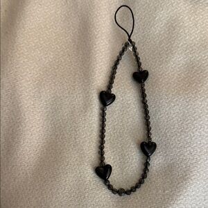 Black Heart Beaded Wristlet Bracelet for Phone